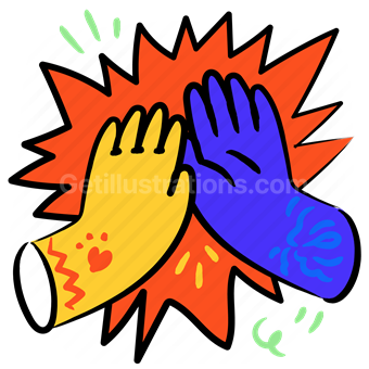 hand, gesture, hand gesture, high five, clap, clapping, sticker